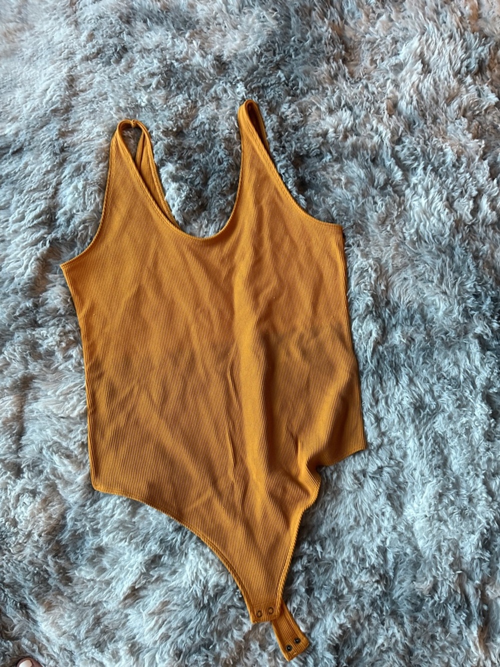 Abercrombie and Fitch Mustard Ribbed One-Piece Bodysuit